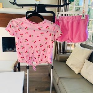 Girls forever 21 cherry shirt with matching shorts